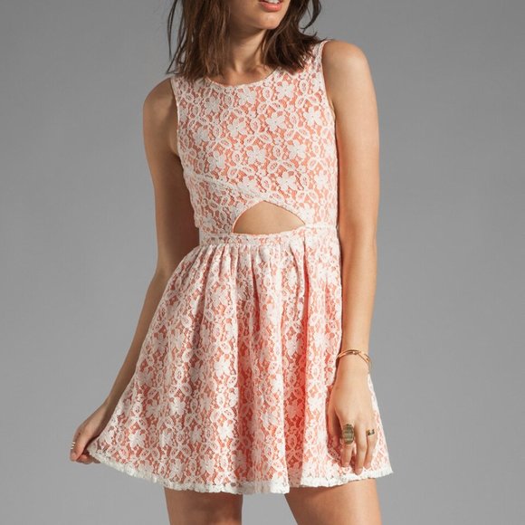 MINKPINK Fanciful Lace Cut Out Mini Dress - Picture 1 of 8